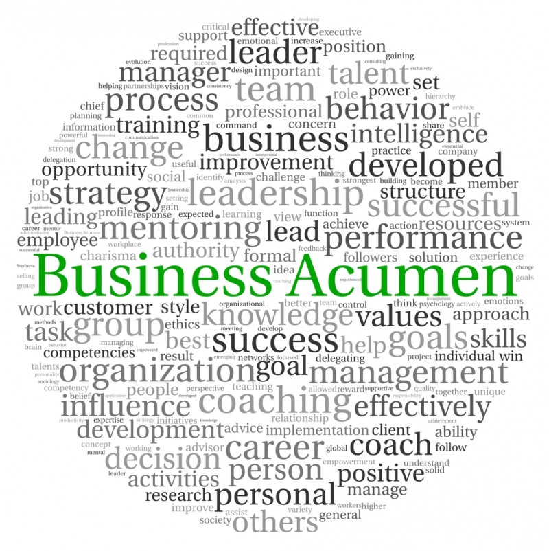 ענן מילים שמרכיב את הביטוי Business Acumen